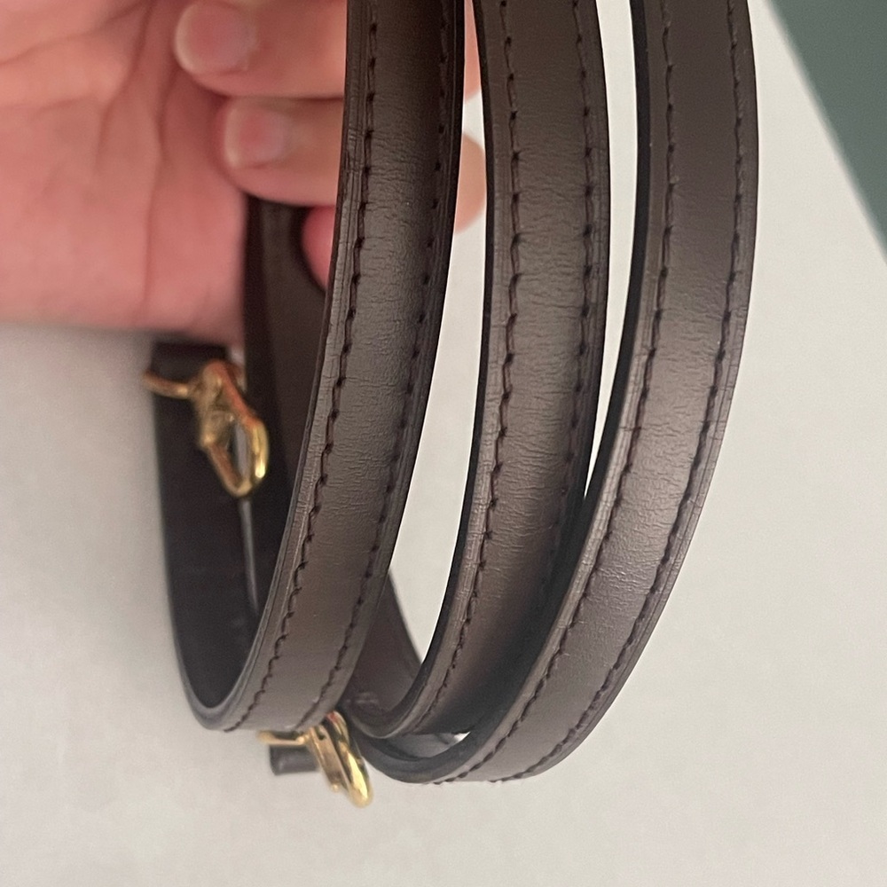 Louis Vuitton Brown Leather Strap with Gold Hardware